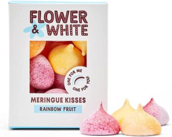 Flower & White | Verities of Meringue Kisses | Low Calorie, Vegetarian, Gluten-Free, Natural Flavours & Ingredients (100 g (Pack of 1), Rainbow)