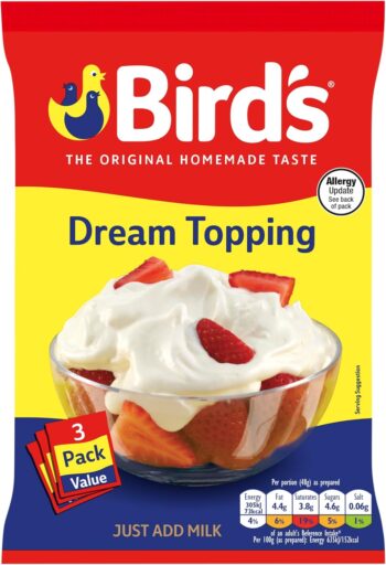 Bird's Dream Topping Sachet 3x36g, Aluminium, White