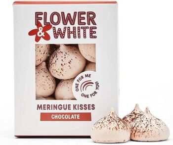 Flower & White Chocolate Meringue Kisses |Great As A Gift Or To Share | Low-Calorie | Vegetarian & Gluten-Free | Fair Trade & 100% Recyclable Packaging | No Additives or Nasties - 1 x 100g