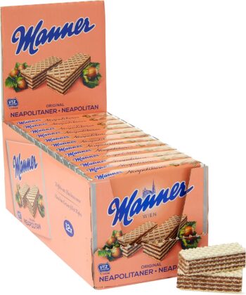 manner Original Neapolitaner Wafers 75 g, Nuts (Pack of 12) 900 gram